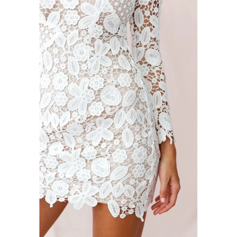 Selfie Leslie Reinhart White Lace Coquette Sheer Angel Fairycore Mini Dress XS - Picture 12 of 12